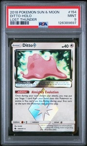 2018 Pokemon Sun & Moon Lost Thunder Ditto #154 Lost Thunder PSA 9 Holo Rare - Picture 1 of 2