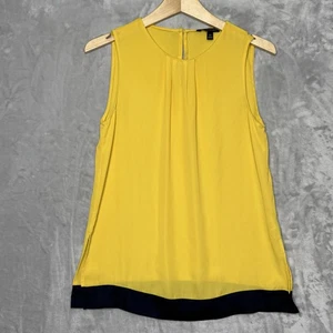 Banana Republic Sleeveless Blouse Womens XS Yellow Black Trim Layered Top - Picture 1 of 9