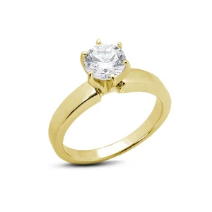 0.43ct E/SI1 Round Natural Diamond Yellow Gold Classic Solitaire Engagement Ring - Picture 1 of 6