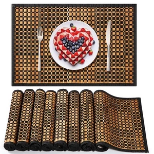 8 Pcs Bamboo Placemats Bamboo Dining Table Mats Washable Heat Resistant Place... - Picture 1 of 6