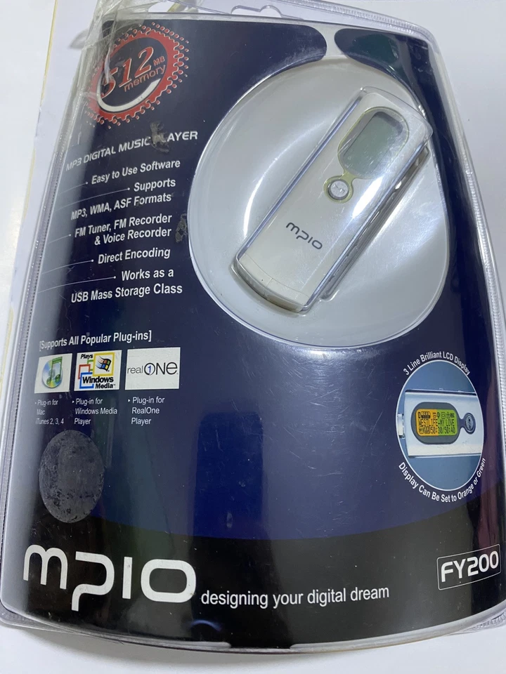 Reproductor de música digital MPIO FY200 MP3 de colección 512 MB NUEVO SELLADO  Foto 1 de 3