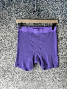 Skims Cotton Rib Boxer Briefs Womens Medium Purple Ribbed Lounge Underwear Soft - Picture 1 of 8