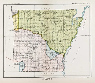 Mapa Arkansas 1899 ORIGINAL - TIERRAS INDIAS CEDIDAS - PEQUEÑA ROCA (9,5X8) Foto 1 de 4