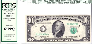 1950-D $10 Federal Reserve *STAR* Note Cleveland PCGS Gem New 65PPQ #D10049786* - Picture 1 of 2