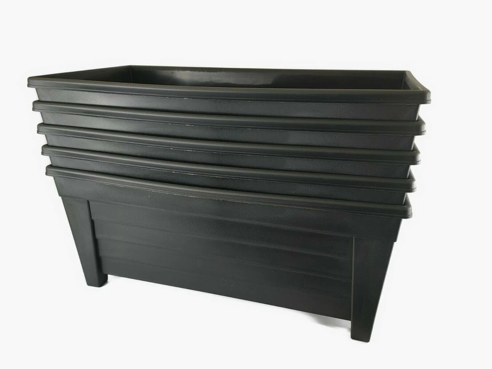 5X Extra Large 55cm Long Garden Planter Plant Pot Plastic Trough Planter- BLACK - Image 1 of 1