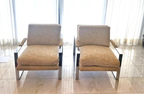 1970's Milo Baughman Flat Arm Lounge Chairs For Directional Cover