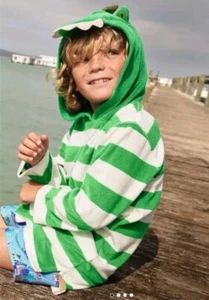 MINI BODEN Appliqué Towelling Throw-on Green/Ivory Crocodile 6-7 Yrs BRAND NEW - Picture 1 of 6