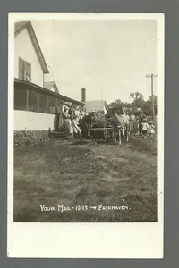 Detroit Lakes MINNESOTA RP 1916 MAILMAN Mail Buggy RFD a FAIRHAVEN Resort USPS - Foto 1 di 3