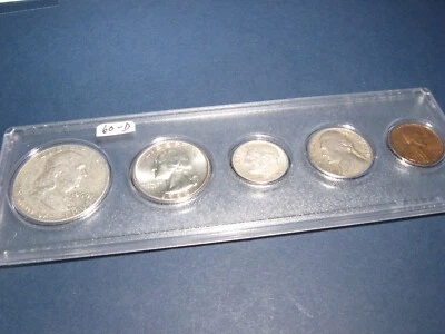 1960 DENVER Mint 90% Silver Birth year MATCHED 5 coin set, circulated - Image 1 of 4