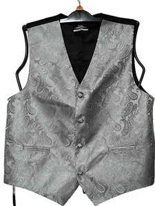 Churchill & Company Boys Gray Paisley Suit Vest Button Down w/ Back Adjuster - Picture 1 of 15