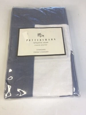 NEW Pottery Barn Lafayette Linen Cotton Standard Sham Gray White Foto 1 de 4