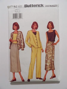 Butterick 3141 Tank Top w Square Neck, Jacket, Pants & Mock Wrap Skirt Sz 18-22 - Picture 1 of 3
