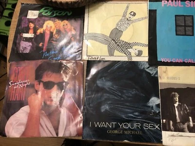 (9) 45rpm records w/original sleeves   Music from the Eighties POISON, FRESH PRI - Image 1 of 4