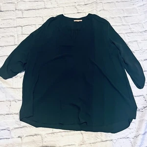 Gibson & Latimer Blouse Top V-Neck 3/4 Sleeve Casual Dark Green XL - Picture 1 of 6