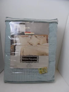 Venice Squares Quilt -Teal Blue-Full/Queen 88"x92"  - NEW - Picture 1 of 4