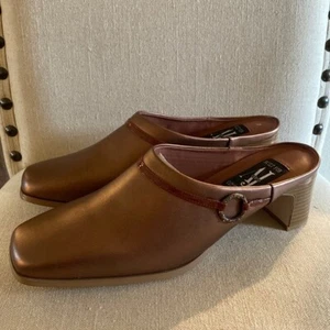 AJ Valenci Vintage Leather Slip On Mules Y2K Copper Size 11 - Picture 1 of 10