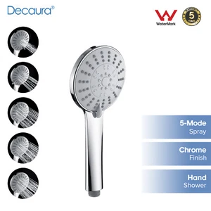 Decaura New Hand Held Shower Head with 5-Mode Spray Chrome Round Bathroom ABS - Picture 1 of 6