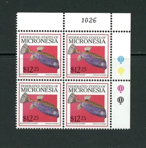 J759 Micronesia 2001 fish marine HIGH-VALUE corner block of 4 MNH - Picture 1 of 1