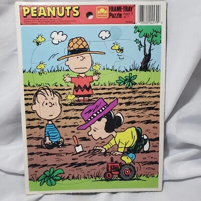 Peanuts Charlie Brown Puzzle Cardboard Frame Tray Vintage 1965 - Image 1 of 4