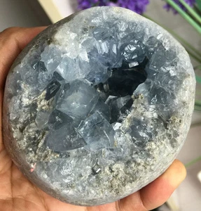 959g!!! BLUE CELESTITE GEODE GEMMY CRYSTALS GRAMS, FROM MADAGASCAR #63 - Picture 1 of 8