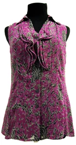 Button Up! $250 Anne Klein 100% Silk Blouse Sleeveless Size 4 - Picture 1 of 5