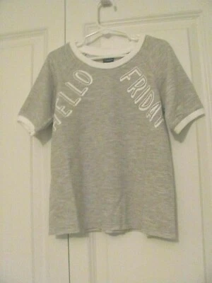 NWT SIZE XS 6-6X ARIZONA JEAN CO S/S GIRL'S GRAY RAGLAN SWEATSHIRT~~HELLO FRIDAY - Image 1 of 4