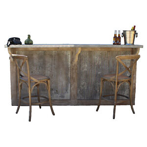 Country Home Bar With Galvanized Stamped Tin Panels Reclaimed Wood Vintage Style