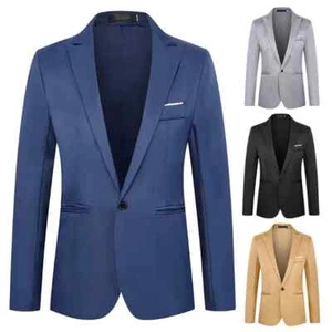 Herren Anzug Blazer Jacke Mantel Tops Kleid Business Arbeit Ein Knopf Formell Freizeit - Bild 1 von 11