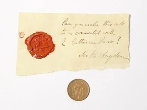 c1850 Sir H Dryden ""El Anticuario"" Nota SELLO DE CERA ¿Catherine Parr? #ES35 - Imagen 1 de 6