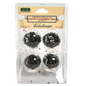 Lemax Round Evergreen Trees Set/4 #44087 Christmas Village Vtg 1994 Retired  - Picture 1 of 3