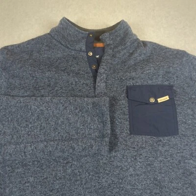 Suéter Woolrich Para Hombre Grande Azul Gris 1/4 Pullover a Presión Exterior Informal Foto 1 de 4