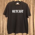 Vintage 90s Hanes Outcast Poem Spell out Graphic t shirt Black Grunge Gothic