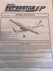 Hobbico Superstar Aircraft Assembly Instruction Manual For Hobby RC Airplane - Picture 1 of 2