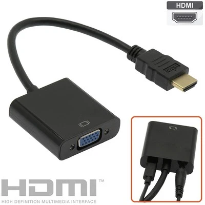 HDMI to VGA Female + 3.5mm Stereo Audio Jack Video Converter Adapter HDTV 1080p - Image 1 of 3