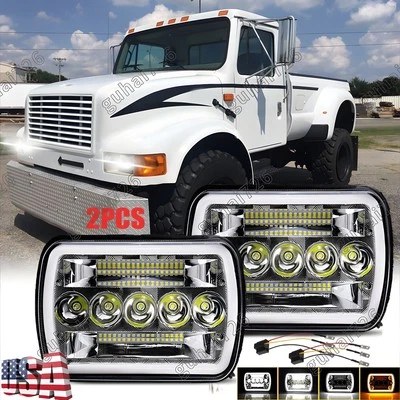 2X 105W 7x6" 5x7" Led Headlights for International Harvester 4700 4800 4900 8100 - Image 1 of 4