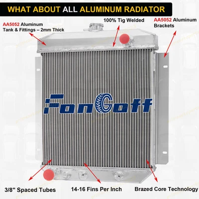 Fit 1954-1956 Ford Country Squire Fairlane Skyliner Sunliner V8 3 Core Radiator - Imagem 1 de 4