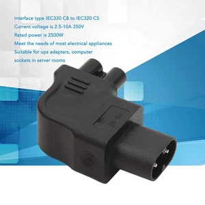 4x IEC320 C8 To IEC320 C5 Adapter Right Angle 2.5‑10A 250V Computer Power Co NEW - Afbeelding 1 van 12