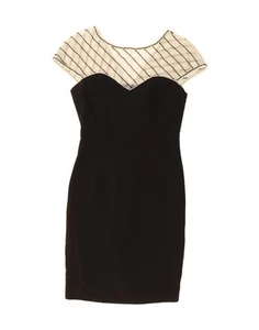 VINTAGE Womens Bodycon Dress UK 10 Small Black Colourblock CL07 - Picture 1 of 3