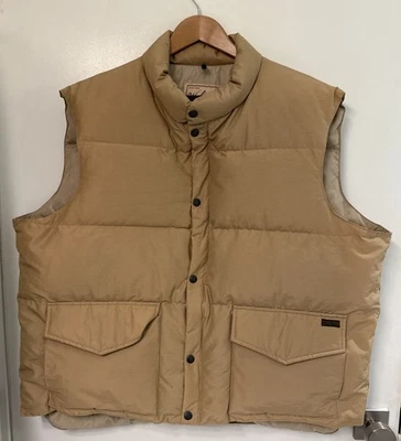Vintage Woolrich Mens Down Puffer Vest Size XXL Quilted Jacket Snap Up Tan - Image 1 of 4