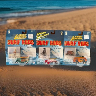 Johnny Lightning-Surf Rods Diecast Cars Lot of 3 Woody, Deuce Coupe and Surf Van - Image 1 of 4
