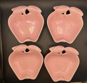 VTG Bowls Apple Shaped Pink Ceramic Hoenig of California #734 Set Of 4 - Picture 1 of 10