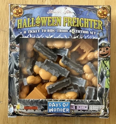 Ticket to Ride Halloween Freighter Pumpkin Train Cars & Station Set Expansion. - Image 1 of 4