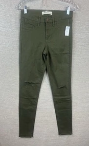 Gap Size 27 Tall Mid Rise Olive Green Ripped Skinny Leg Jeans With Stretch - Picture 1 of 8