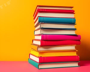 Books Stacked in Bright Colors Pop Art 8X10 Print - Picture 1 of 1