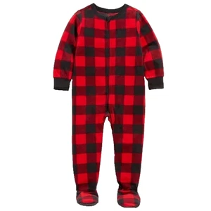 Old Navy Kids Cozy/Comfy Footed One Piece Pajamas, Red/Black Buffalo Plaid 3T - Picture 1 of 10