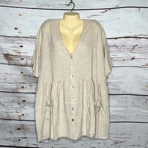 Camicia tunica Princess Polly taglia M/L marrone oversize con bottoni e tasche - Foto 1 di 3