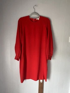 Whistles Red ‘Tihara Dress’ Ladies Uk14 Long Sleeve Shift Style Cuffed Cost £139 - Picture 1 of 10