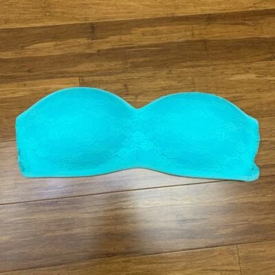 ROSA Victoria's Secret Mujer Grande Bandeau Bralette Turquesa Encaje Sin Tirantes Foto 1 de 4