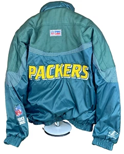 Green Bay Packers Green Coat Jacket Logo Athletic Pro Line NFL Mens XL Vintage - Picture 1 of 16