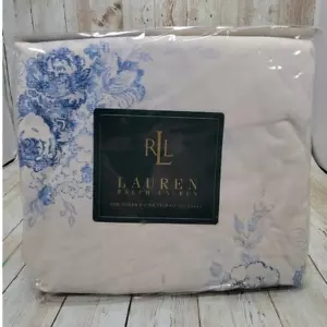 Lauren Ralph Lauren Cataline Island floreale blu regina ex. Lenzuolo con angoli profondi nuovo - Foto 1 di 6